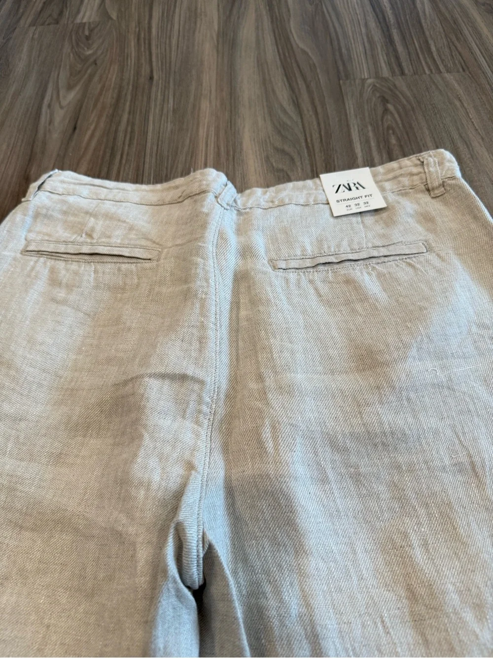 NWT Zara Men's Lightweight 100% Linen Pants in Natural Beige Size US 32 Waist